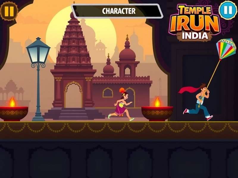 Temple Run India gameplay screenshot showing Indian temple environment